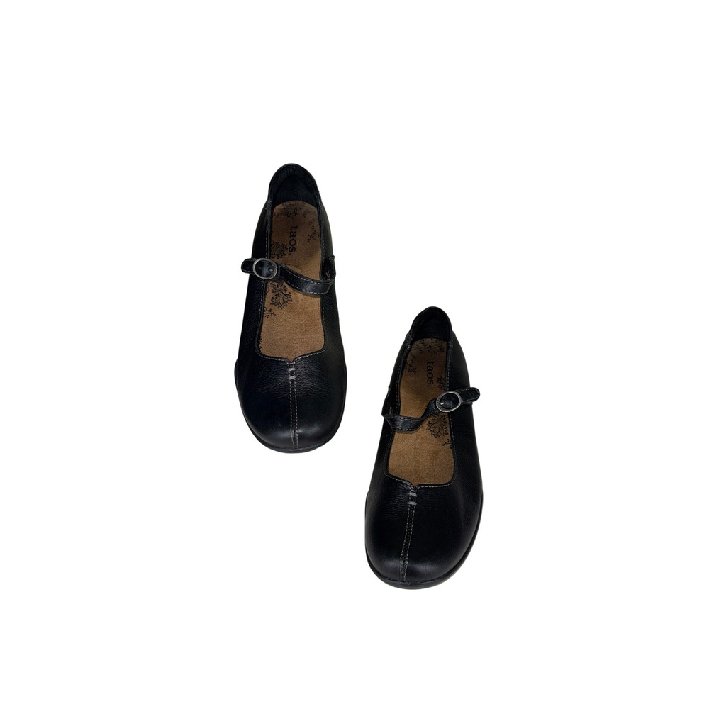 Taos Mary Jane Flats Black Leather Comfort Shoes Womens 7.5